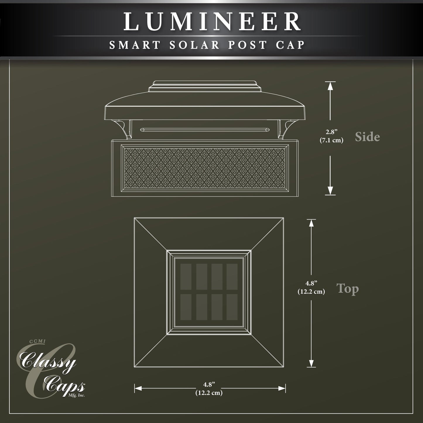 Classy Caps 4-in x 4-in 30-Lumen 1-Watt Black Solar LED Outdoor Post Cap Light (5500 K)
