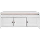 Qualler Modern White Storage Bench 43.5-in x 16-in x 18-in