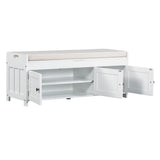 Qualler Modern White Storage Bench 43.5-in x 16-in x 18-in