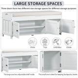 Qualler Modern White Storage Bench 43.5-in x 16-in x 18-in
