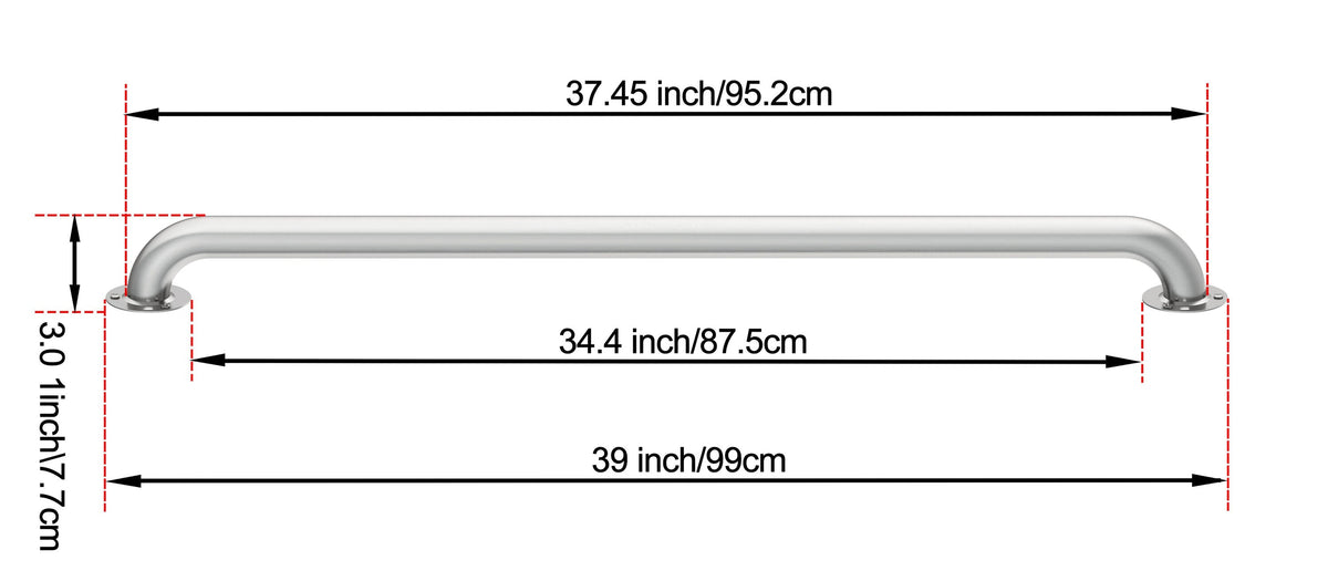Project Source Exposed Screw 36-in Stainless Steel Wall-Mount ADA-Compliant Grab Bar, 500-lb Capacity