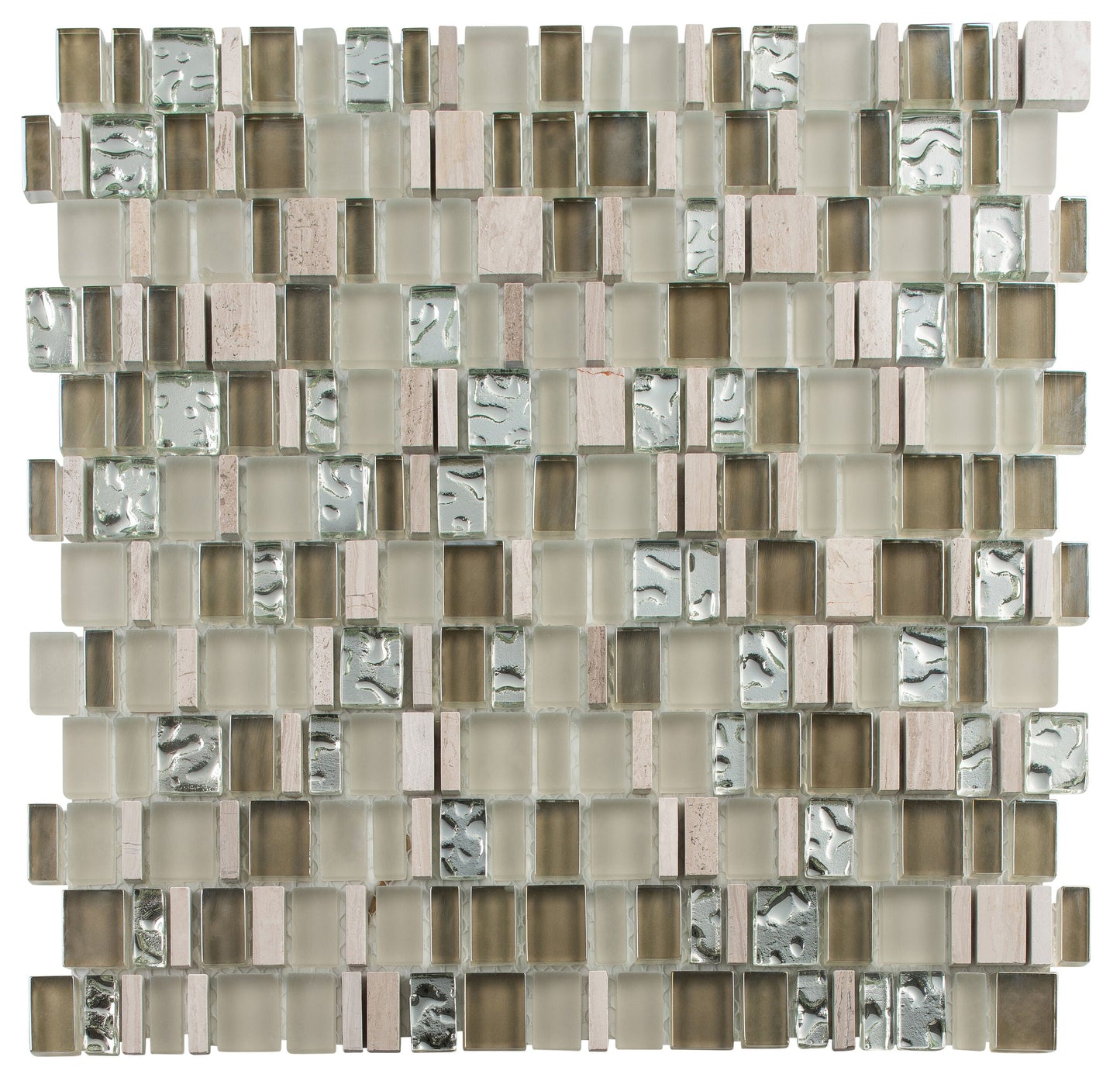 Andova Tiles QUEST Mojave 12-in x 12-in Matte Glass/Stone Marble Brick look Multi-shaped Mosaic Floor and Wall Tile product image