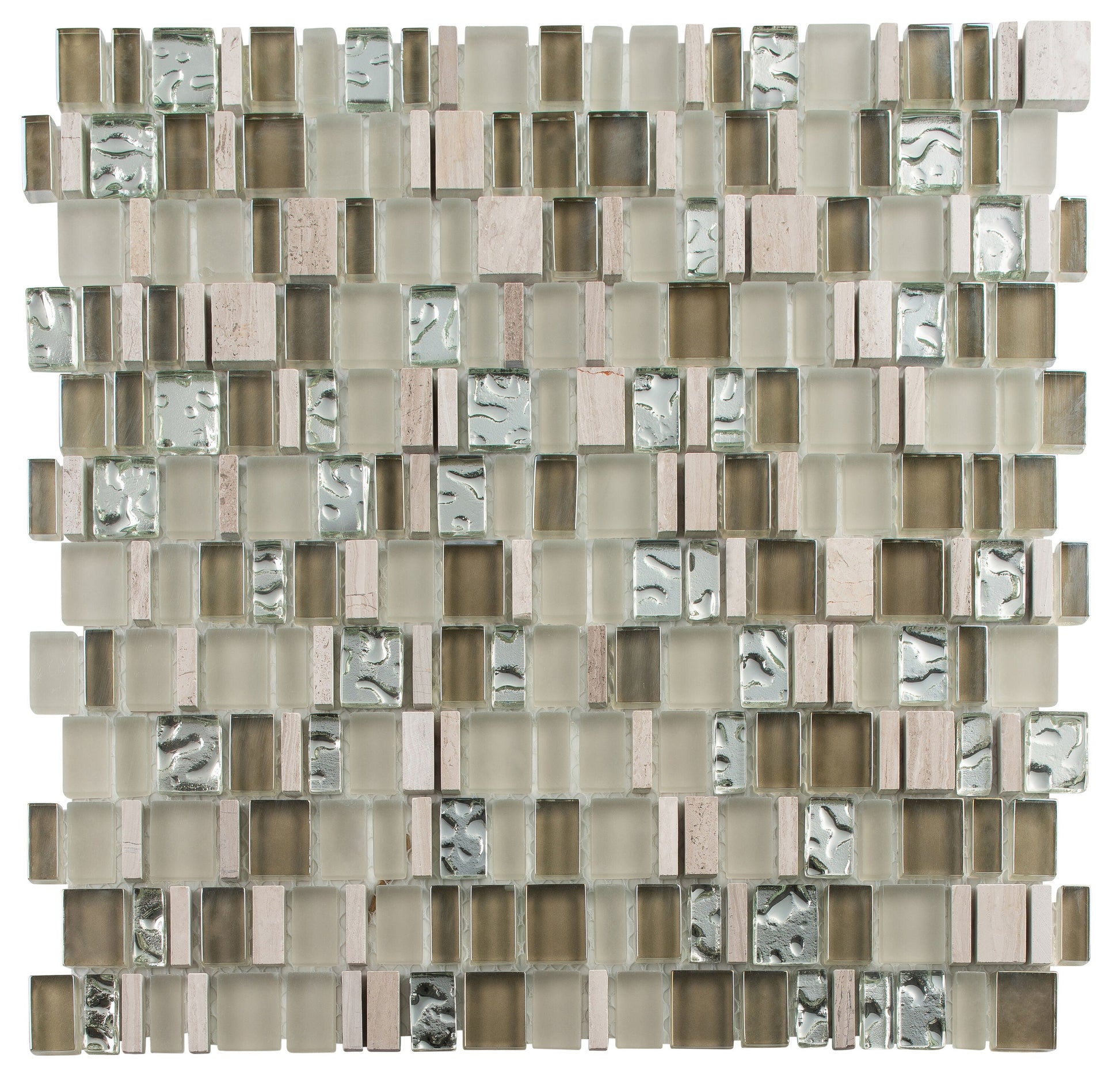 Andova Tiles QUEST Mojave 12-in x 12-in Matte Glass/Stone Marble Brick look Multi-shaped Mosaic Floor and Wall Tile product image