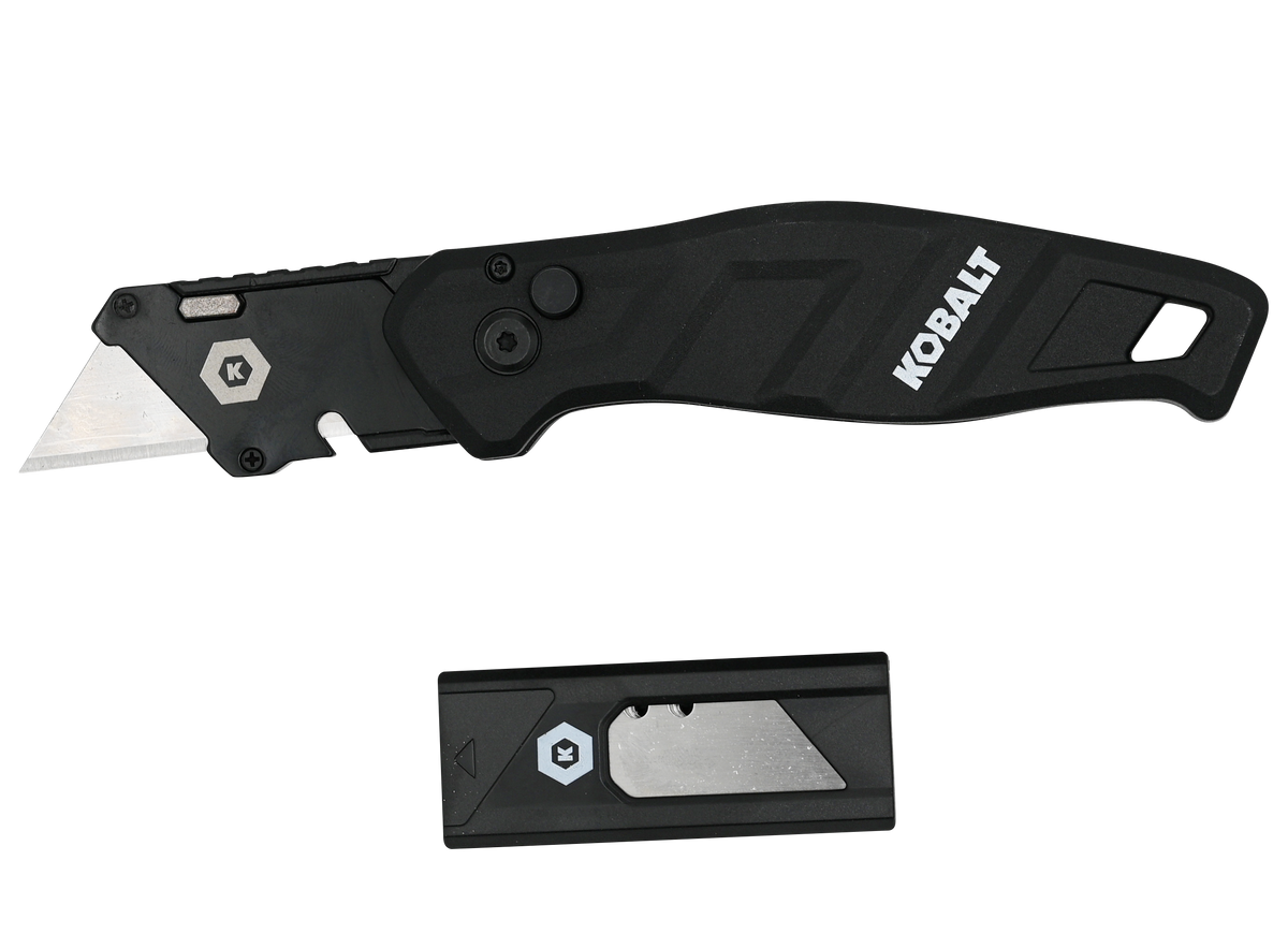 Kobalt Speed Release 3/4-in Folding Utility Knife, 10 Blades, On-Tool Storage