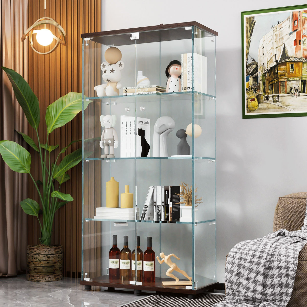 Contemporary/Modern Brown China Cabinet with Wine Storage