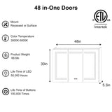 ExBrite Opale 48-in x 30-in Lighted LED Fog Free Surface/Recessed Mount Silver- 30"h Mirrored Soft Close Medicine Cabinet with Outlet