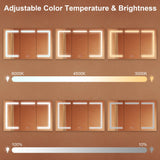 ExBrite Opale 48-in x 30-in Lighted LED Fog Free Surface/Recessed Mount Silver- 30"h Mirrored Soft Close Medicine Cabinet with Outlet