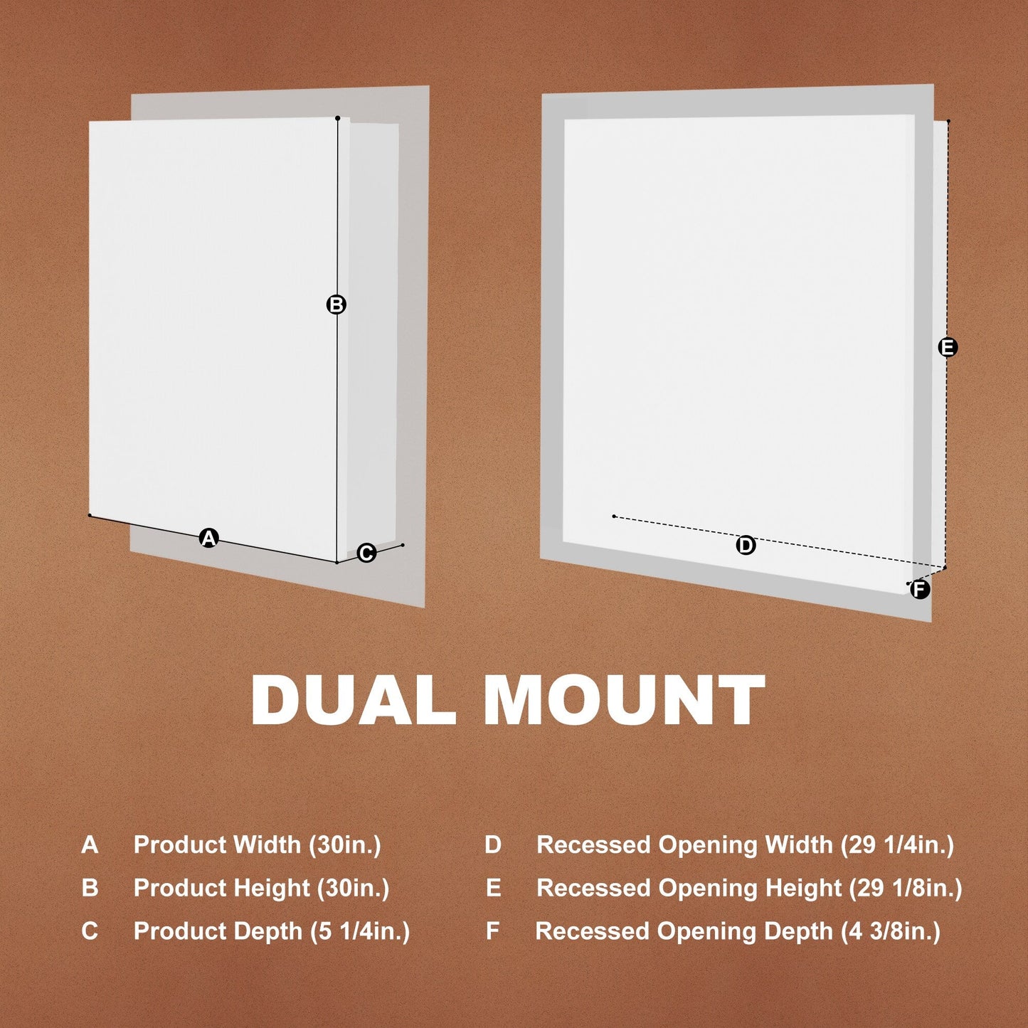 ExBrite Opale 30-in x 30-in Lighted LED Fog Free Surface/Recessed Mount Silver- 30"h Mirrored Soft Close Medicine Cabinet with Outlet