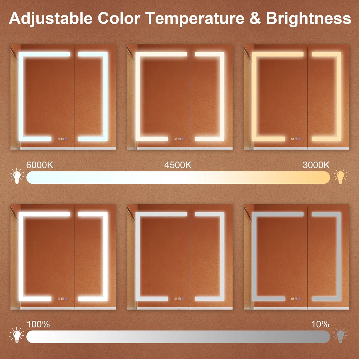 ExBrite Opale 30-in x 30-in Lighted LED Fog Free Surface/Recessed Mount Silver- 30"h Mirrored Soft Close Medicine Cabinet with Outlet
