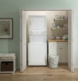 GE Gas Stacked Laundry Center with 3.9-cu ft Washer and 5.9-cu ft Dryer, ENERGY STAR, White (GUD27GESNWW)