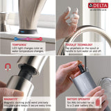 Delta Ashton Touch2O Stainless 1-Handle Deck-Mount Pull-Down Touch Kitchen Faucet with Deck Plate