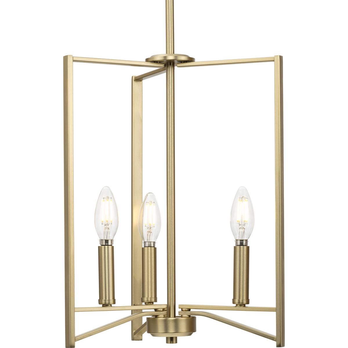 Progress Lighting Roxobel 3-Light Brushed Gold Modern/Contemporary Square Medium Hanging Pendant Light