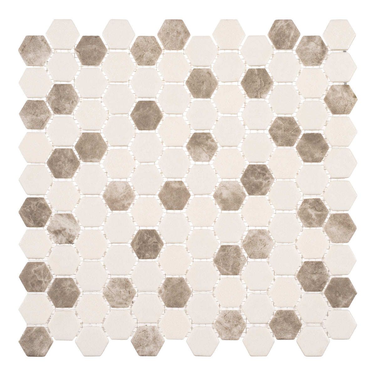 Andova Tiles TRILLION Oatmeal 12-in x 12-in Matte Recycled glass Patterned Hexagon Mosaic Floor and Wall Tile product image