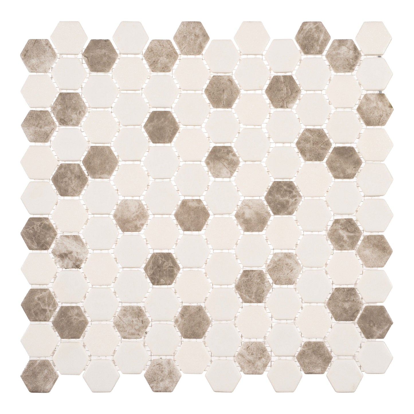 Andova Tiles TRILLION Oatmeal 12-in x 12-in Matte Recycled glass Patterned Hexagon Mosaic Floor and Wall Tile product image