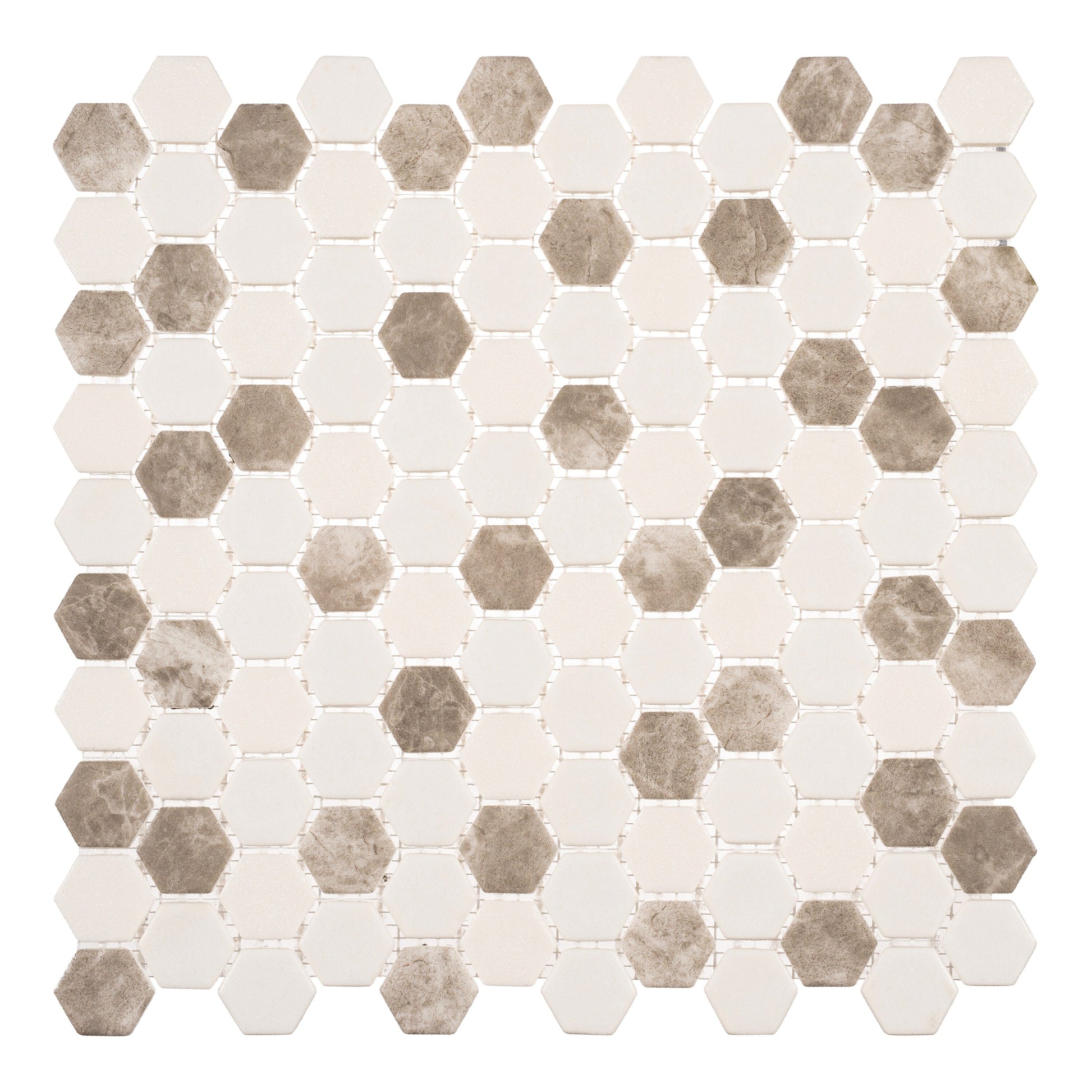 Andova Tiles TRILLION Oatmeal 12-in x 12-in Matte Recycled glass Patterned Hexagon Mosaic Floor and Wall Tile product image