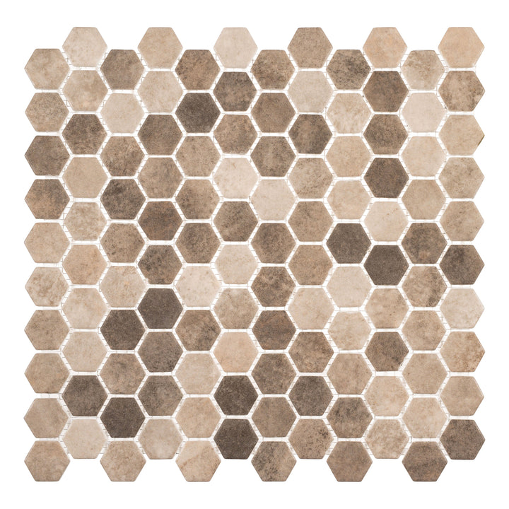 Andova Tiles TRILLION Honey 12-in x 12-in Matte Recycled glass Patterned Hexagon Mosaic Floor and Wall Tile product image