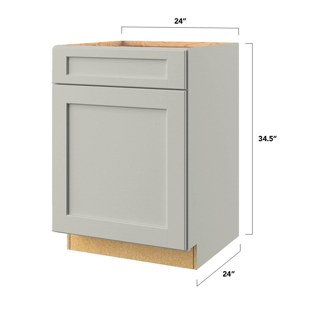 allen + roth Stonewall 24-in W x 34.5-in H x 24-in D Stone 1-Drawer Base Fully Assembled Cabinet (Flat Panel Shaker Style)