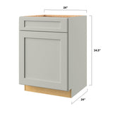 allen + roth Stonewall 24-in W x 34.5-in H x 24-in D Stone 1-Drawer Base Fully Assembled Cabinet (Flat Panel Shaker Style)