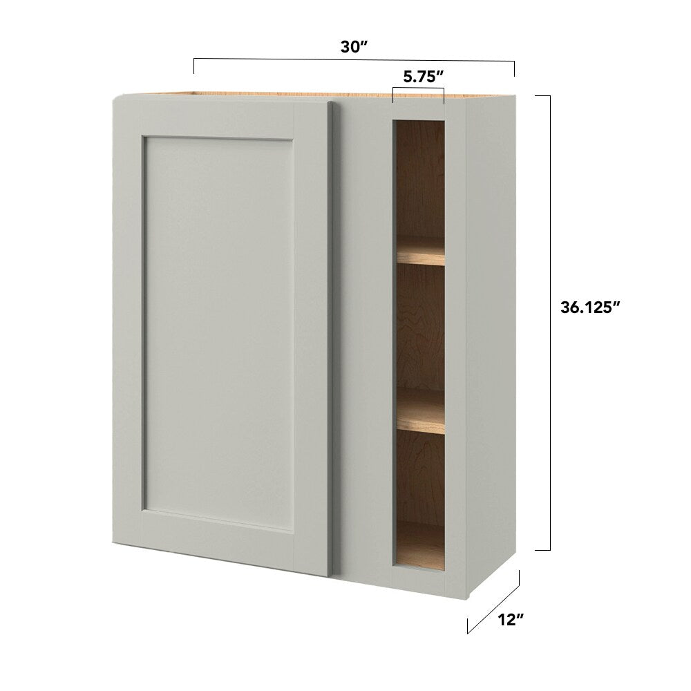 allen + roth Stonewall 30-in W x 36.125-in H x 12-in D Stone Blind Corner Wall Fully Assembled Cabinet (Flat Panel Shaker Style)
