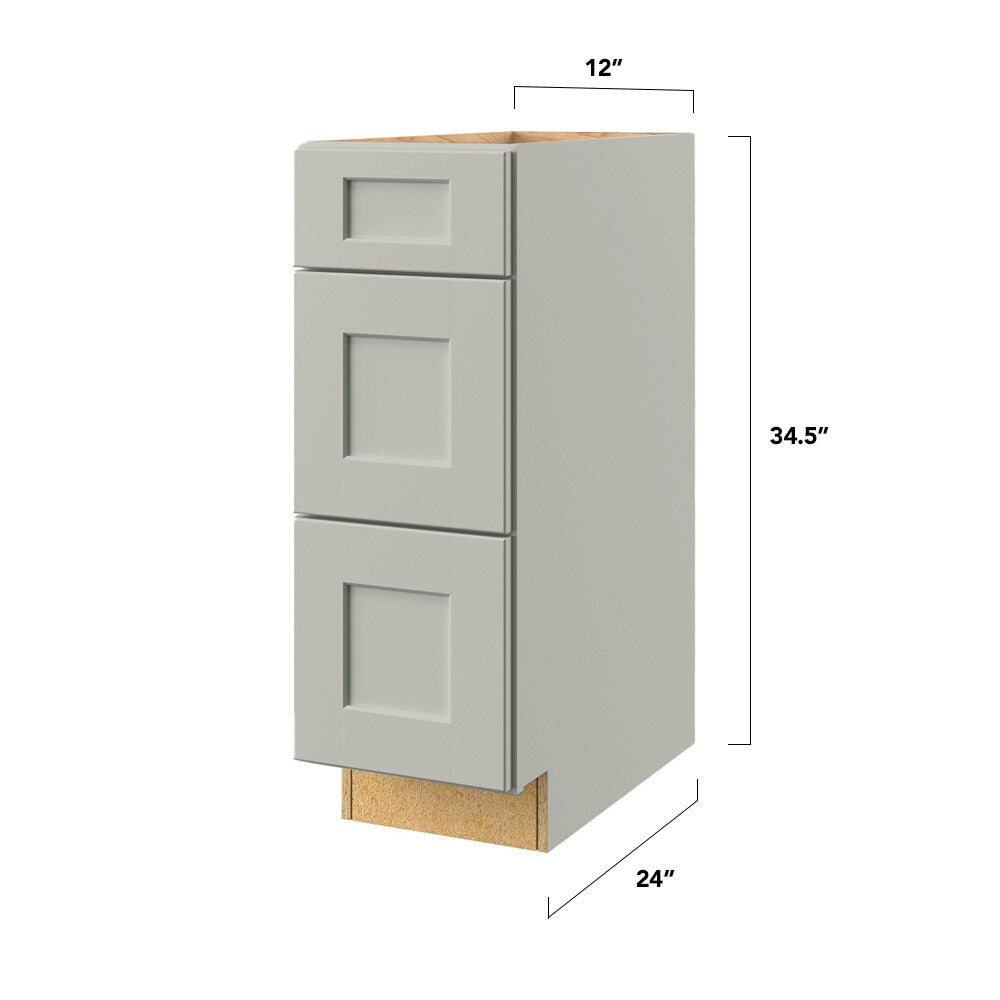 allen + roth Stonewall 12-in W x 34.5-in H x 24-in D Stone 3-Drawer Base Fully Assembled Cabinet (Flat Panel Style)