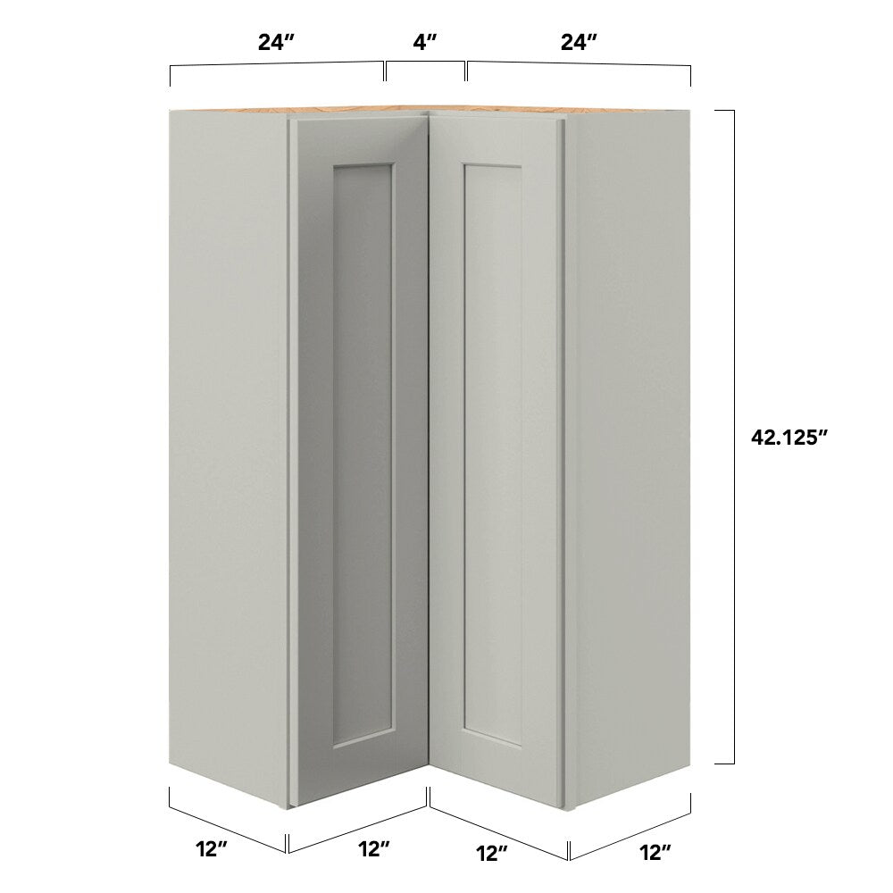 allen + roth Stonewall 24-in W x 42.125-in H x 12-in D Stone Diagonal Corner Wall Fully Assembled Cabinet (Flat Panel Shaker Style)