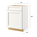 allen + roth Aveley 24-in W x 34.5-in H x 24-in D Linen 1-Drawer Base Fully Assembled Cabinet (Flat Panel Shaker Style)