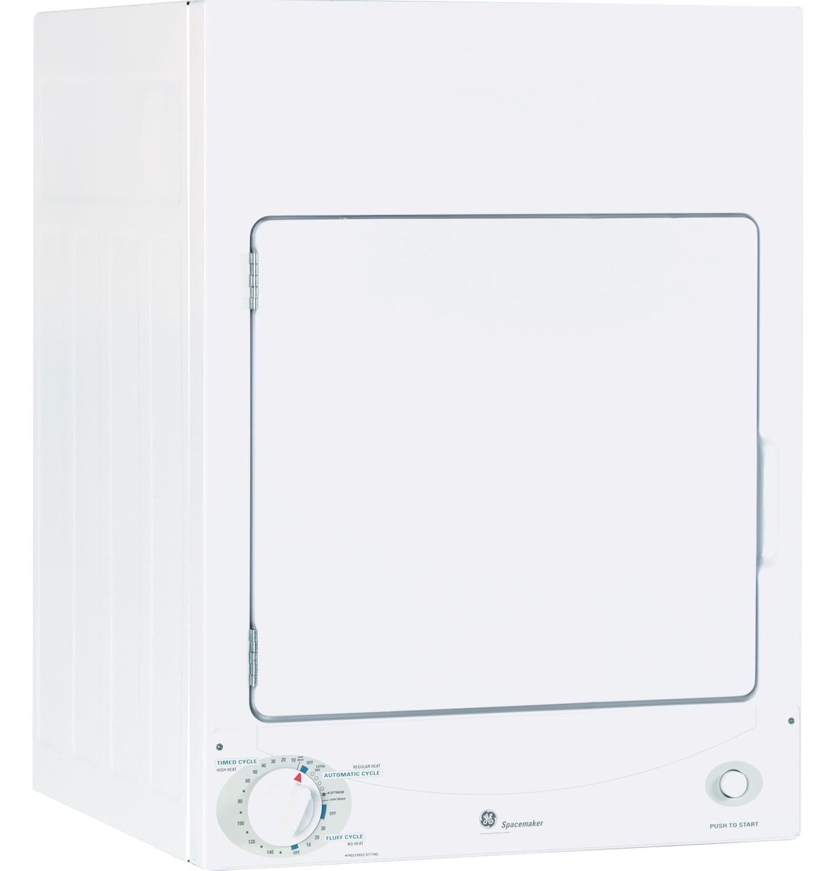 GE 3.6-cu ft Stackable Vented Electric Dryer, 120V, White (Model DSKS333ECWW)