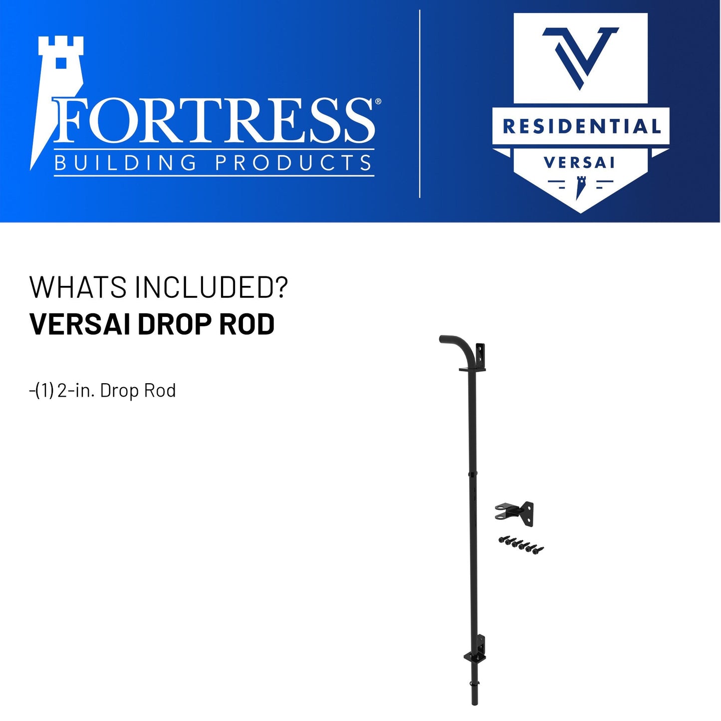 Fortress Building Products Versai 2-in. Gloss Black Steel Fence Drop Rod for Drive Gate