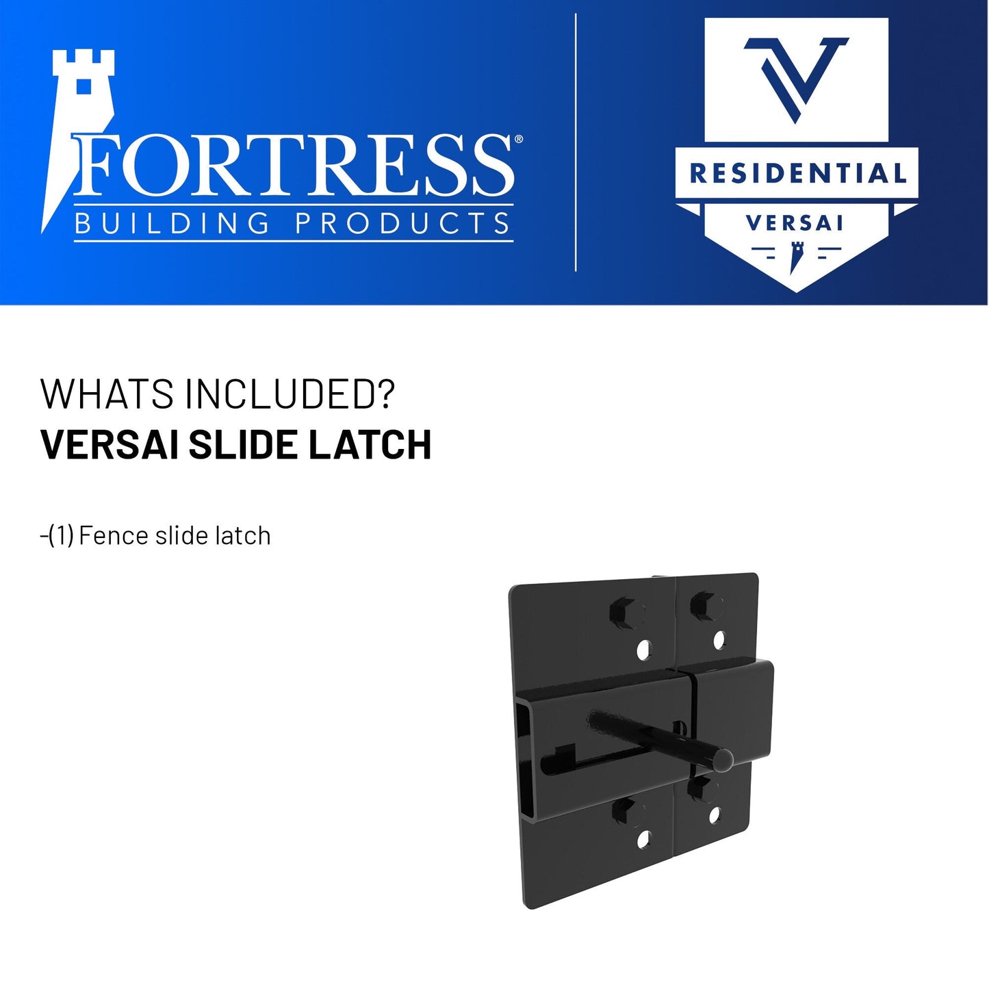 Fortress Building Products Versai 5-in Gloss Black Steel Slide Latch Gate Latch For Metal Fence
