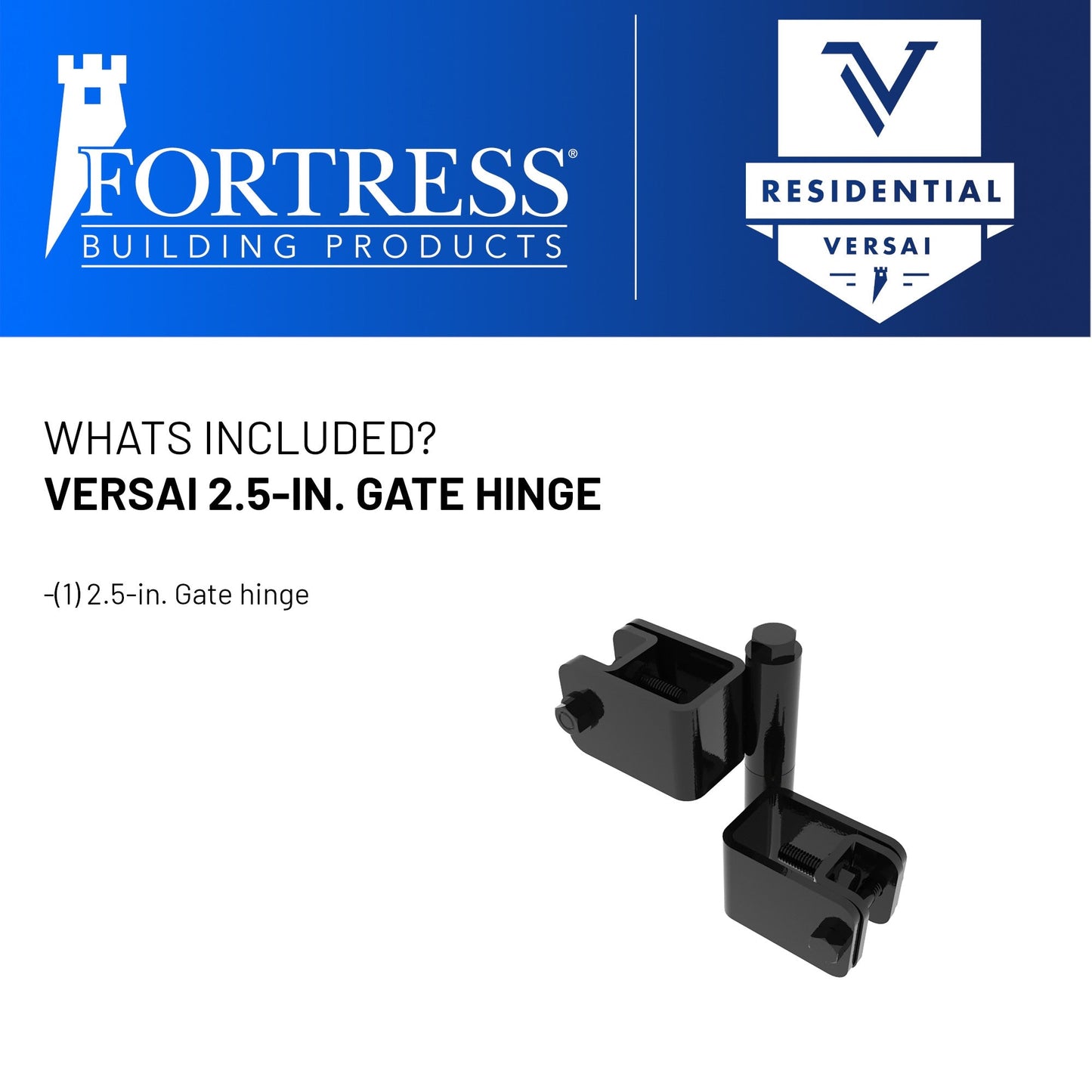 Fortress Building Products Versai 2.5-in Gloss Black Steel Fence Gate Hinge for Drive Gate Pair