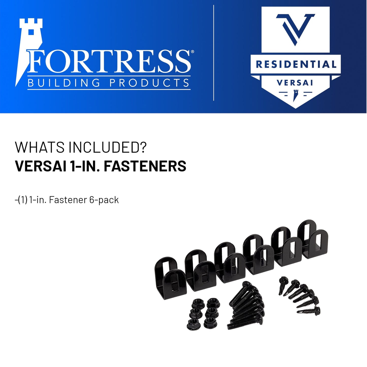 Fortress Building Products Versai 1-in Gloss Black Metal Fasteners For Metal Fence 6-Pack
