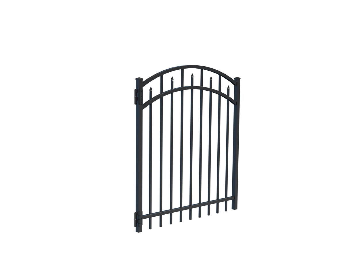 Freedom Concord 4-ft H x 4-ft W Black Aluminum Spaced Picket Arched-top Decorative Fence Gate