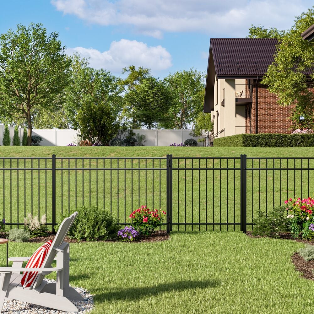 Freedom New Haven H 6-ft W Aluminum Spaced Picket Flat-top Decorative Fence Panel
