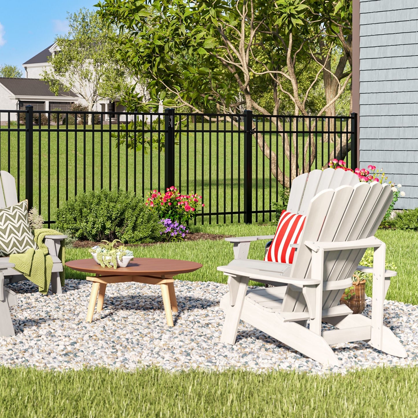 Freedom New Haven H Aluminum Spaced Picket Flat-top Decorative Walk-thru Fence Gate