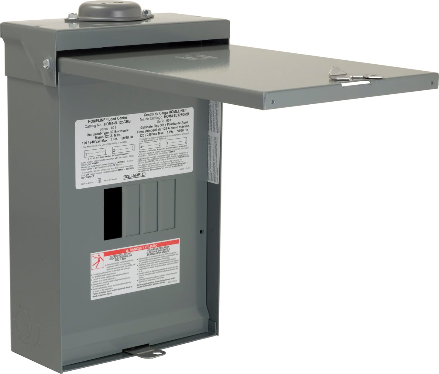 Square D Homeline 125-Amp 4-space load center - label view