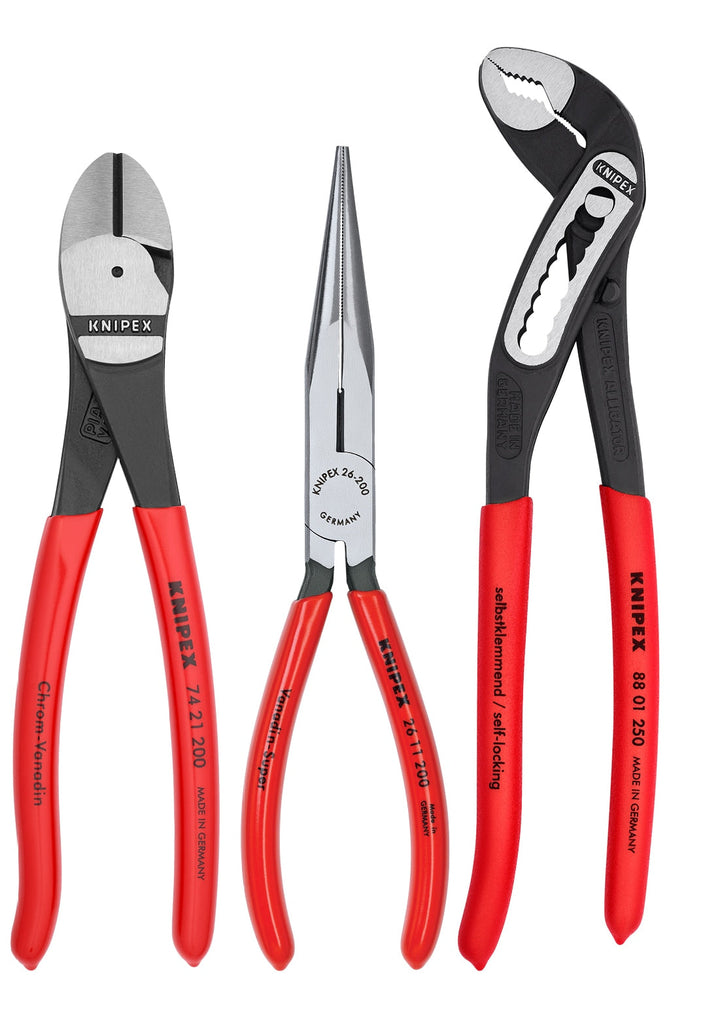 KNIPEX 3-Pack Assorted Plier Set, 8 in/8 in/10 in (00 20 08 US1)
