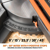 15 Amp 10 in. Sliding Compound Miter Saw with Laser Guide, Dust Bag, 10 ft. Rubber Power Cord, Multi-Material 28-T Blade - Super Arbor