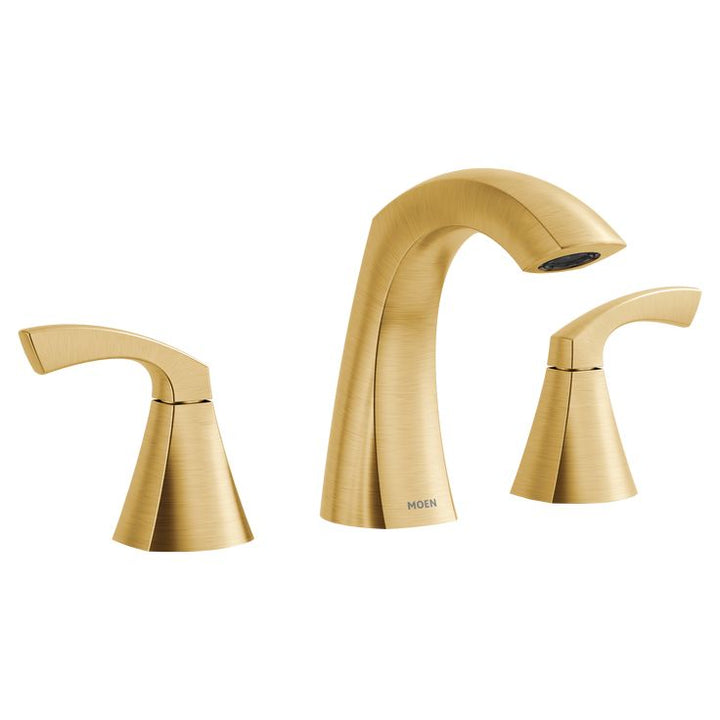 Moen Lindor Spot Resist Brushed Nickel 2-handle Widespread WaterSense Bathroom Sink Faucet with Drain