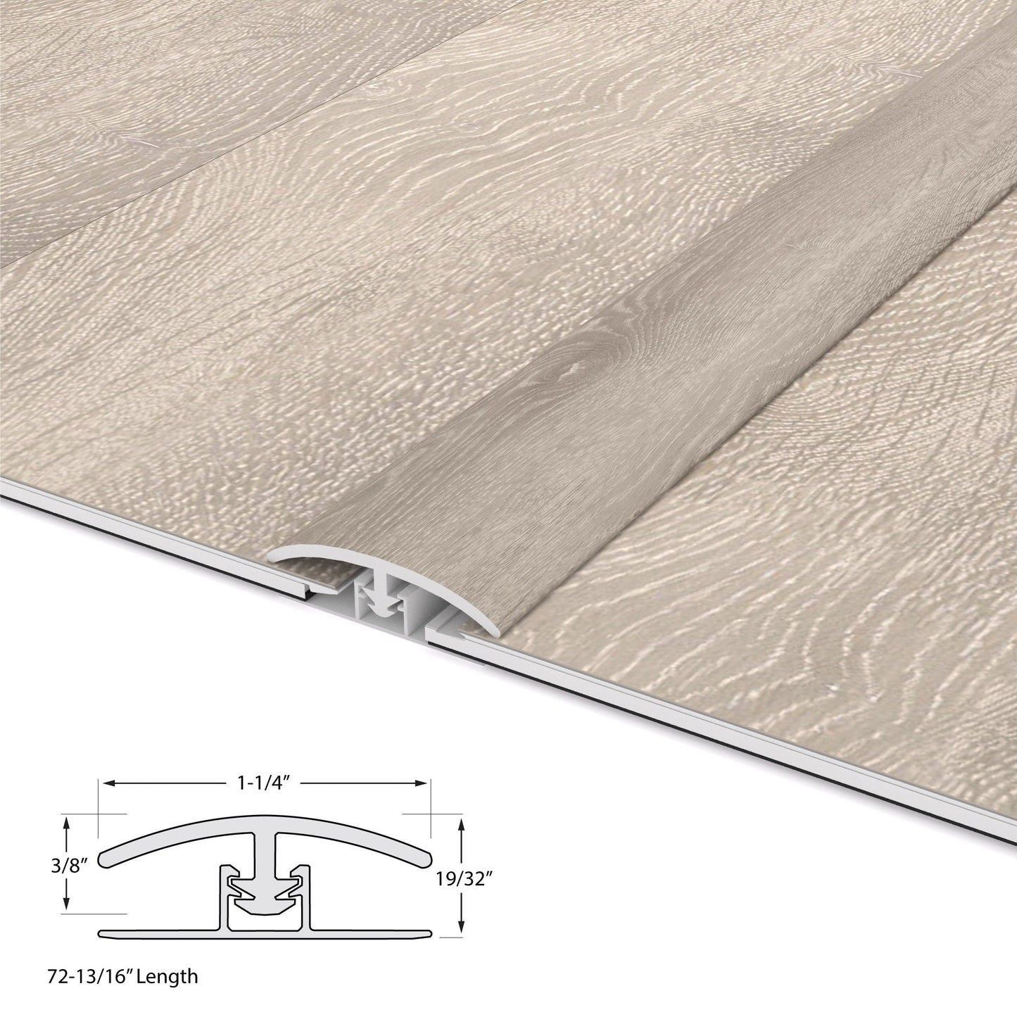 CALI Whitewater Oak 1.25-in x 72.83-in Vinyl Floor T-Moulding