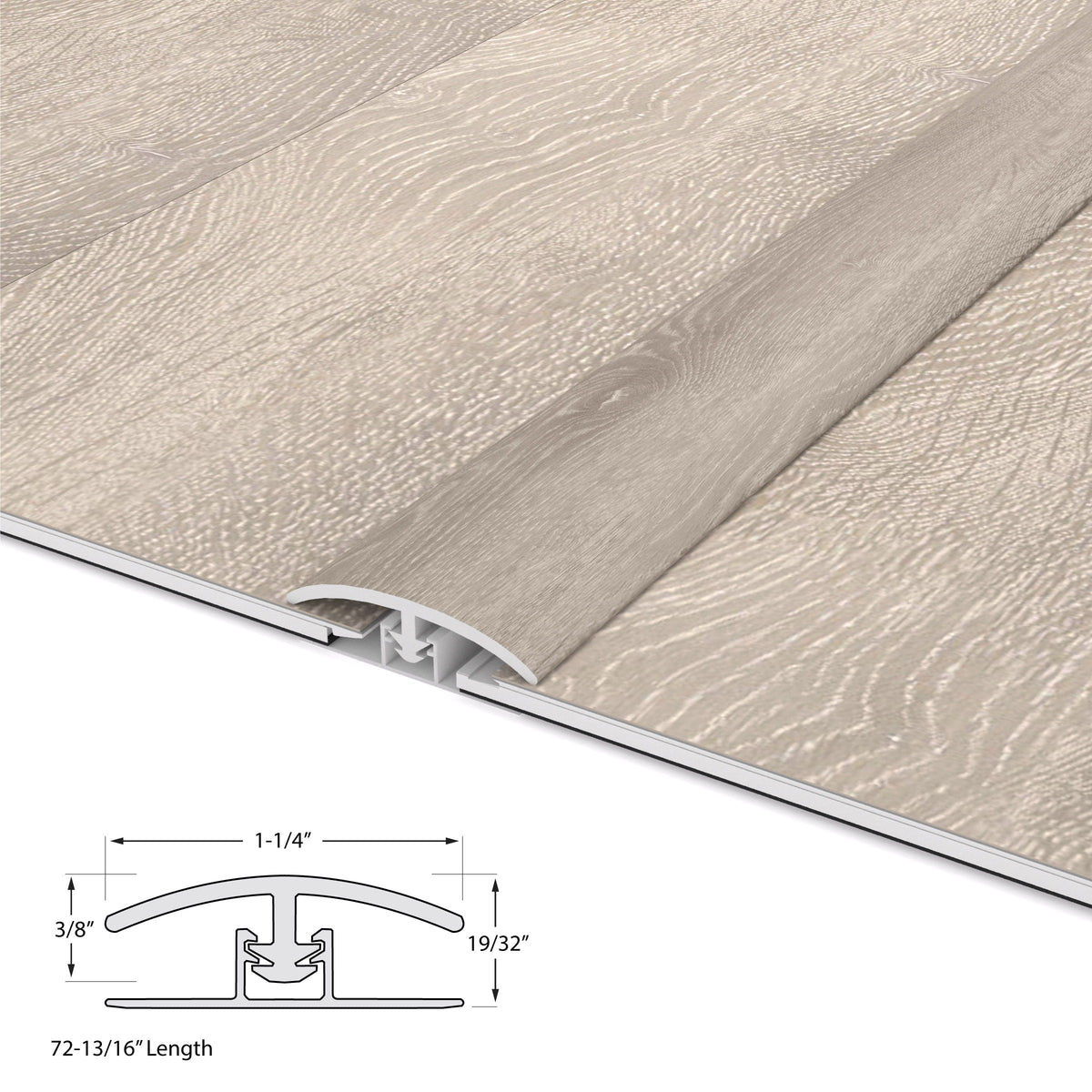 CALI 1.25-in x 72.83-in Whitewater Oak Vinyl Floor T-Moulding