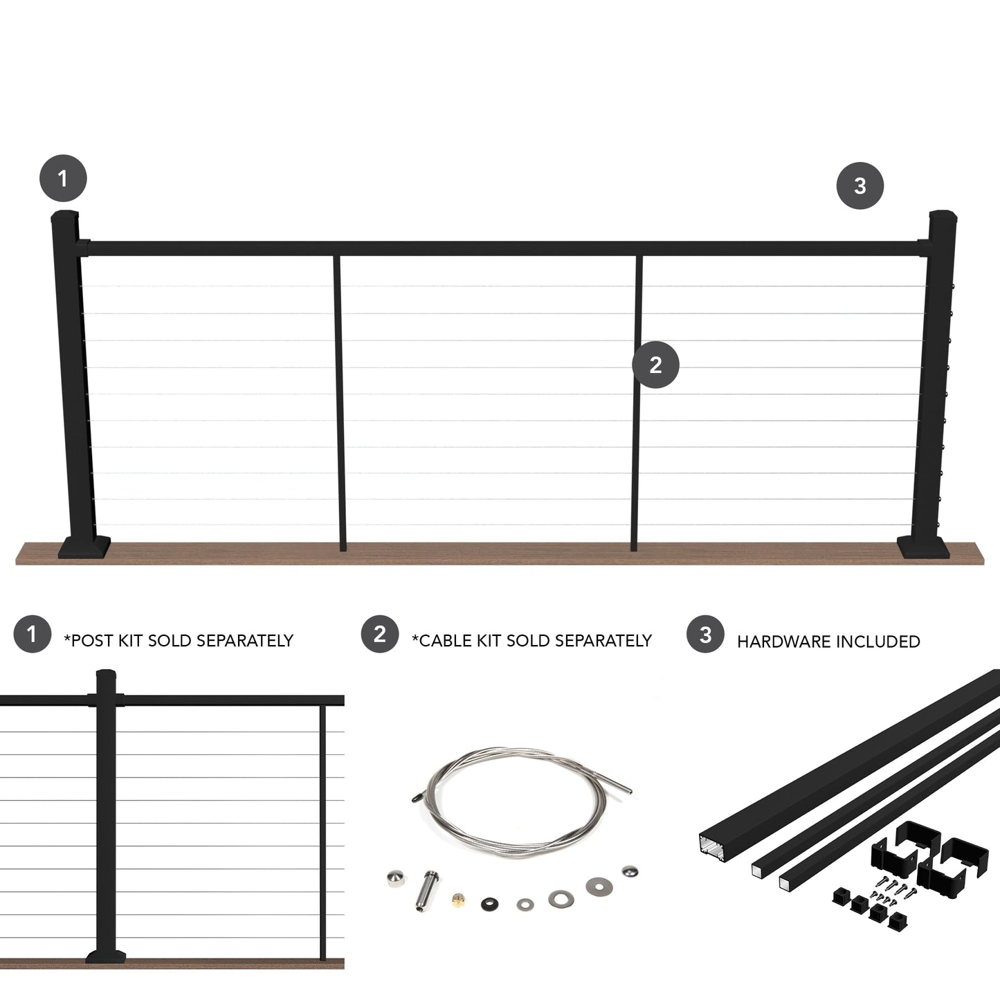 Deckorators Contemporary cable Aluminum Deck Cable Rail Kit