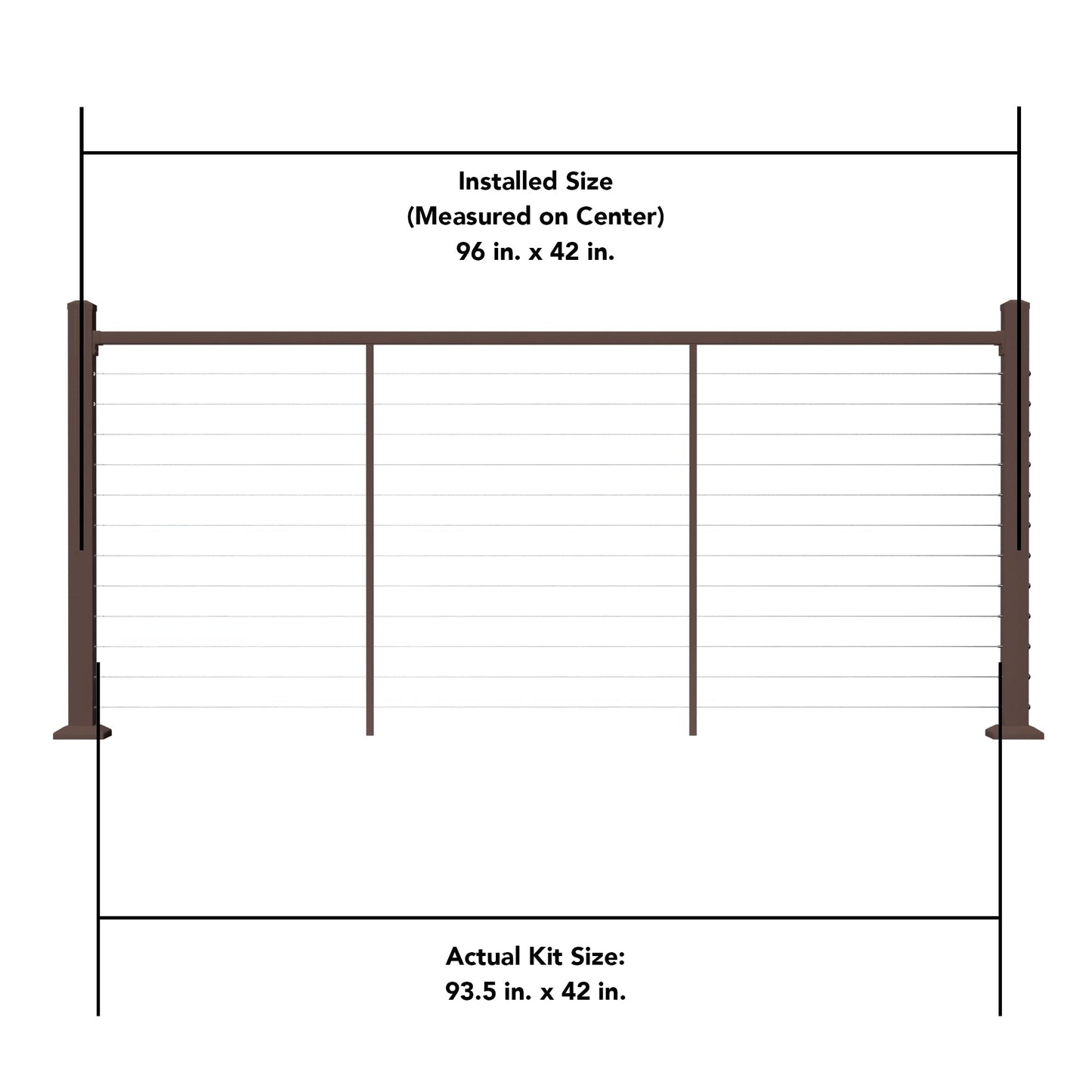 Deckorators Contemporary cable 8-ft x 42-in Weathered Brown Aluminum Deck Cable Rail Kit