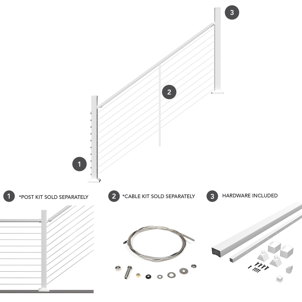 Deckorators Contemporary cable Aluminum Deck Stair Cable Rail Kit