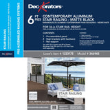 Deckorators Pre-Assembled Aluminum 6-ft x 36-in Matte Black Aluminum Deck Stair Rail Kit