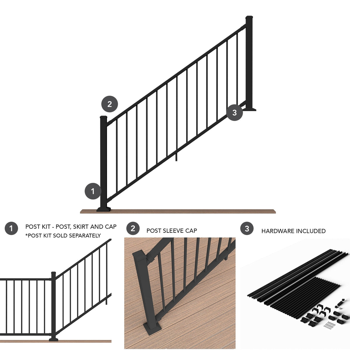 Deckorators Rapid Rail Matte Black Aluminum Deck Stair Rail Kit