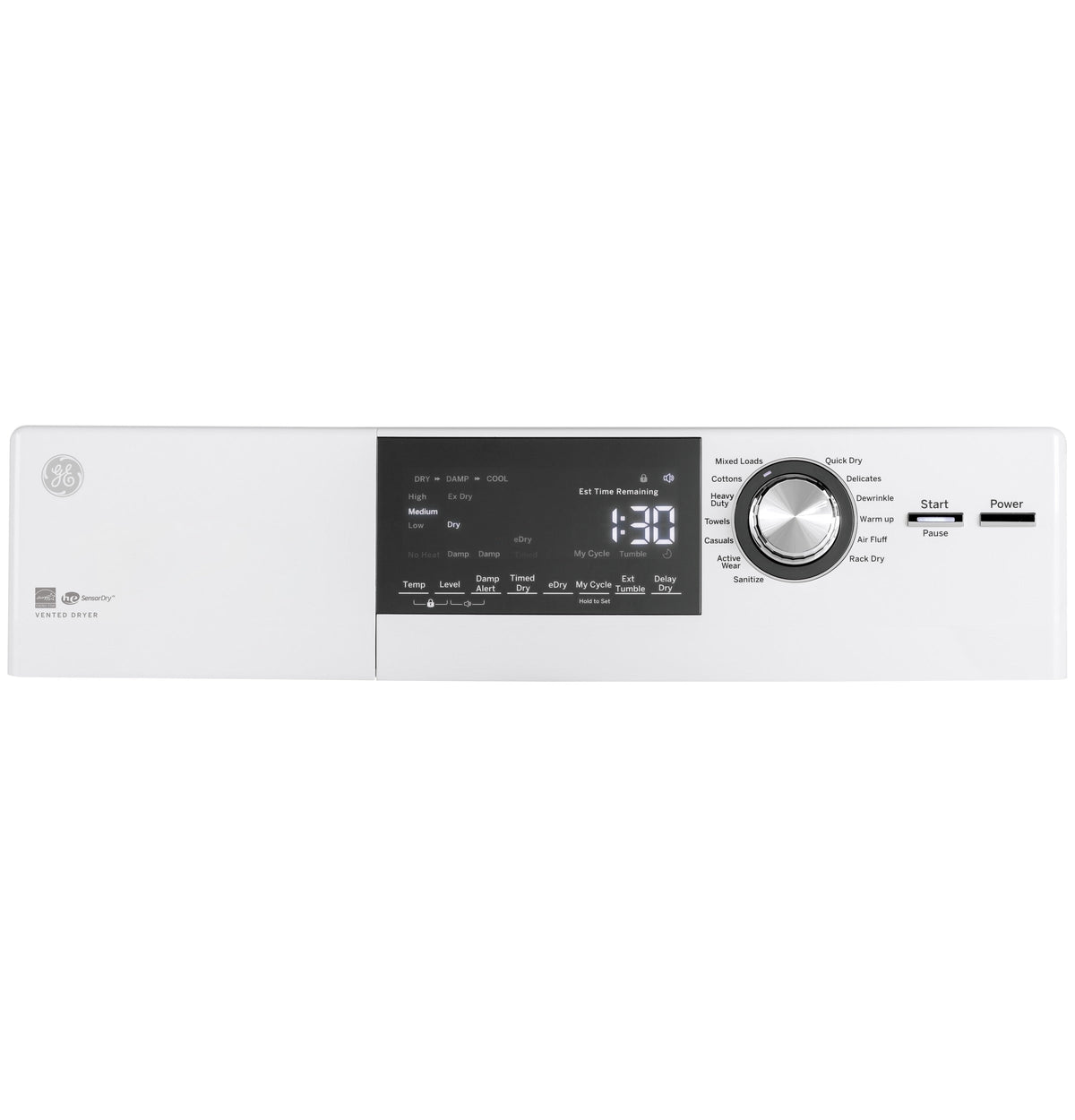 GE 4.3-cu ft Stackable Vented Electric Dryer, White