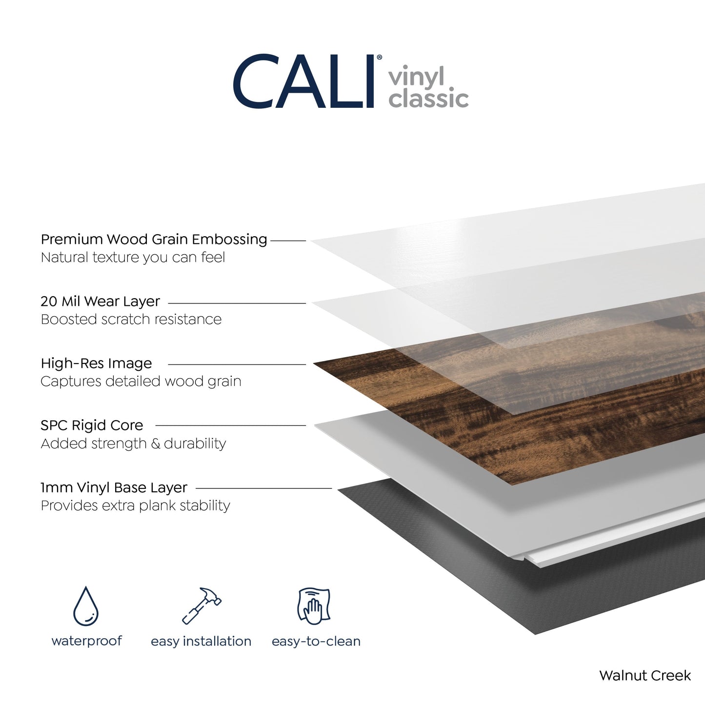 CALI Vinyl Pro Classic Walnut Creek 7-in W x 5.5-mm T Waterproof Interlocking Luxury Vinyl Plank Flooring (23.77-sq ft/Carton)