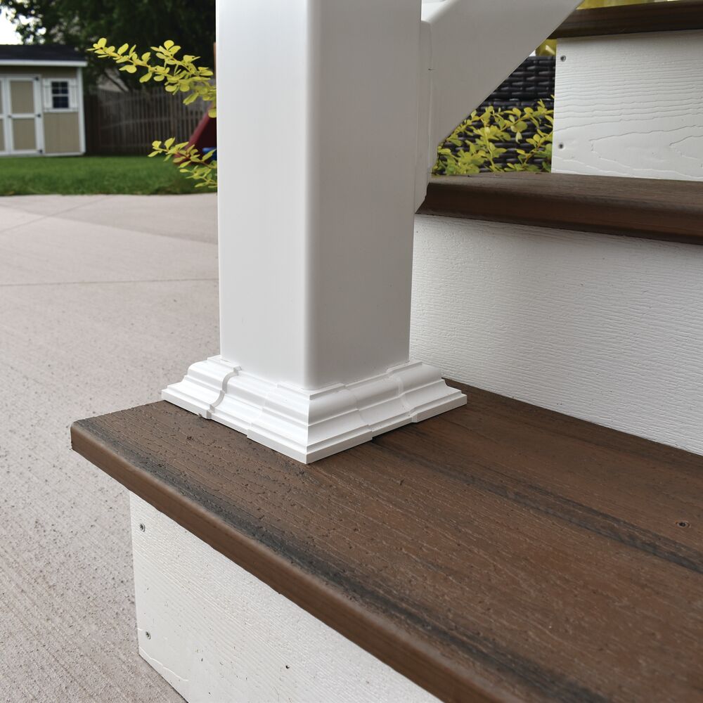 Freedom 4-in x 4-in White Vinyl Deck Post Base Trim