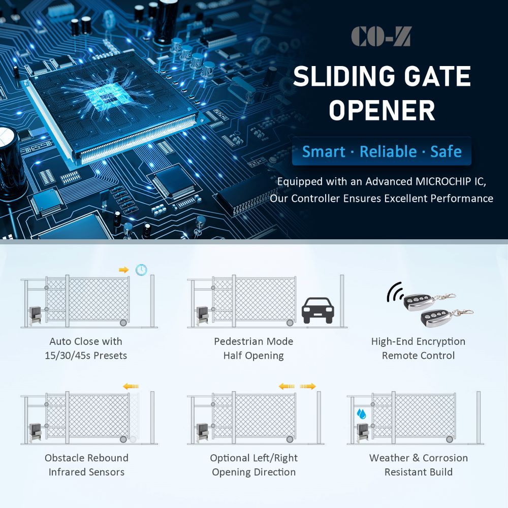 CO-Z 40-ft Slide Universal Electric Driveway Gate Opener Kit