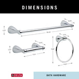 Delta Foundations 3-Piece Decorative Bathroom Hardware Set, Polished Chrome, 24-in Towel Bar